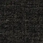 Dark gray wool textile with dense, nubby weave and mottled tone; plain or twill construction, studio lighting, “swan > fabric > extra 812” label.